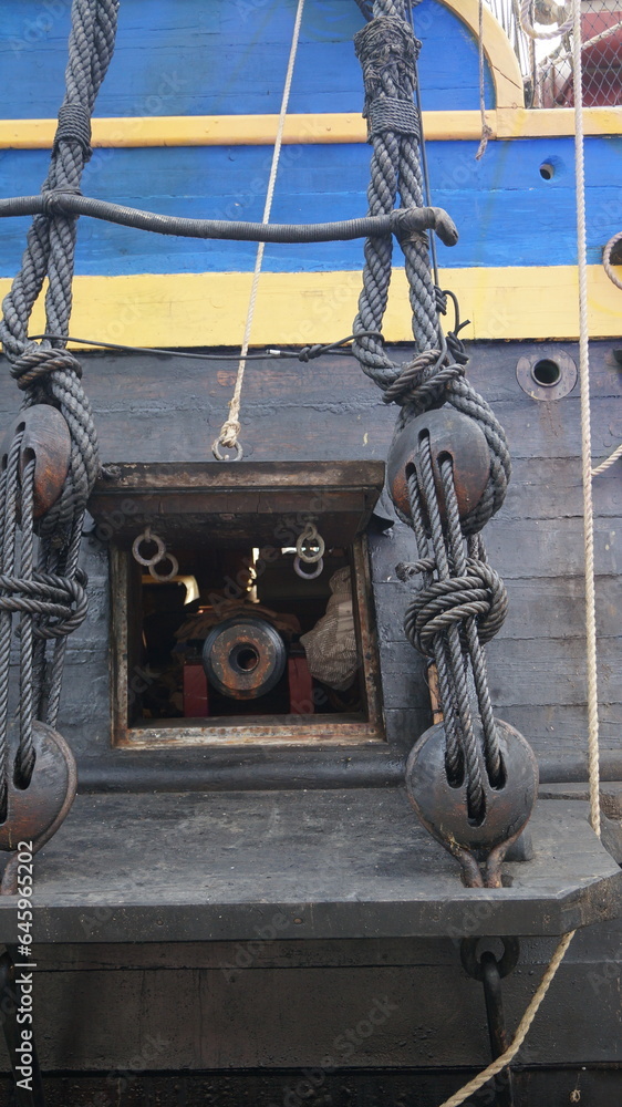 Naklejka premium The history of the sea war is recreated and present here