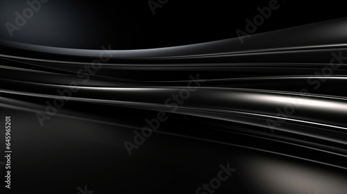 Drapery fractal stripes, shiny black dynamic metal flow, futuristic and technology concept 3d illustration, luxury business abstract background.