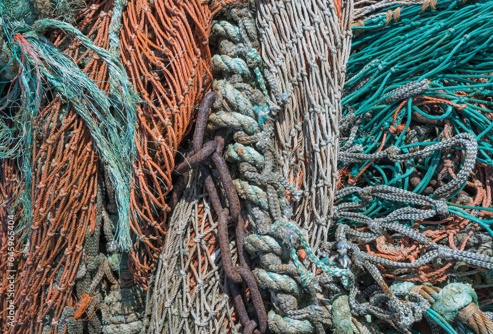 detail of old fishing nets