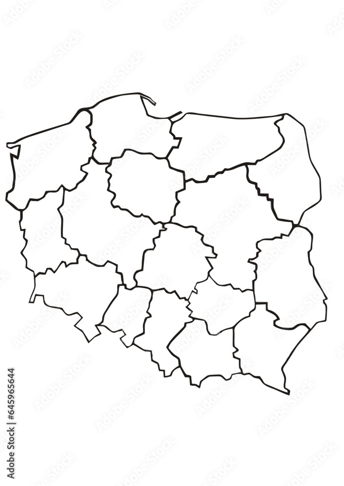 Mapa Polski z podziałek na Województwa mapa konturowa Polski 