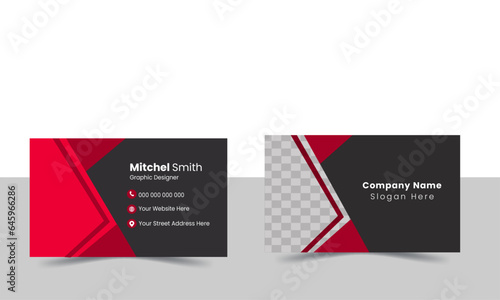 Modern and simple business card design with Red and dark black color.