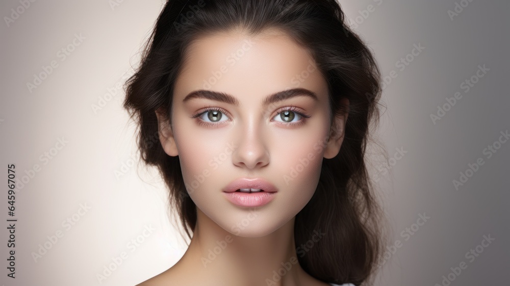 portrait of a beautiful young girl on a white background. Generative AI portrait of a beautiful young girl on a white background. Generative AI