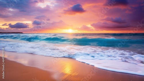 sunset on the beach. Generative AI © ArtSpree
