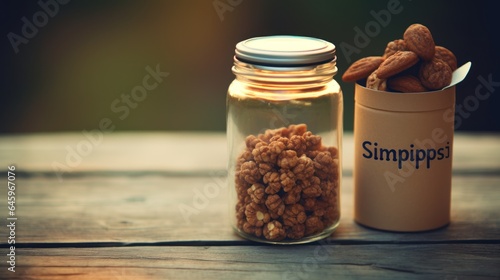 jar of sugar and cinnamon in autumn design background. Generative AI