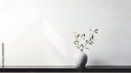 vase with flowers on a white background. Generative AI