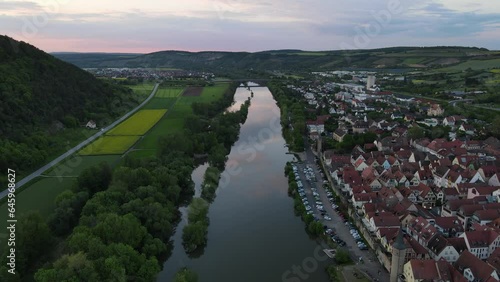 Franconia Karlstadt City view from top during summer sunset time photo