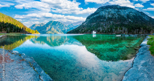 Beautiful lake in panorama of Austria