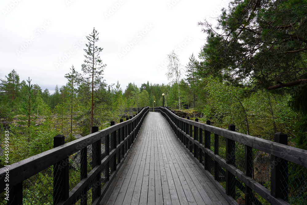 Die wunderschöne Gegend im Naturreservat Storforsen in Schweden 