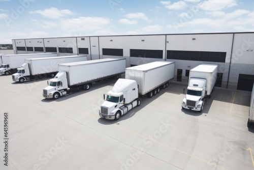 Logistic center cargo trucks transportation shipping lorry delivery freight semi-truck road carrier warehouse storage vehicle load shipment delivery container van fast transport commercial business