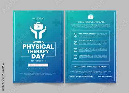 Set of world physical therapy day, instagram square banner and stories template, eps vector illustration eps 10