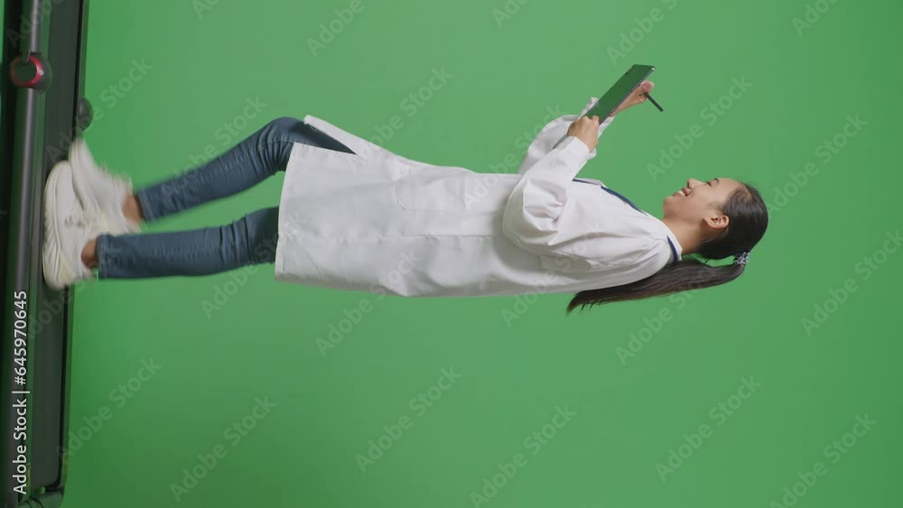 Full Body Of Side View Asian Female Doctor With Stethoscope Taking Note On A Tablet While Walking On Green Screen Background In The Hospital
Full Body Of Side View Asian Female Doctor With Stethoscope Taking Note On A Tablet While Walking On Green Screen Background In The Hospital