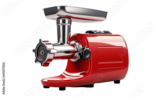 Fotomurale A Close-Up of a Red Electric Meat Grinder on a Transparent Background