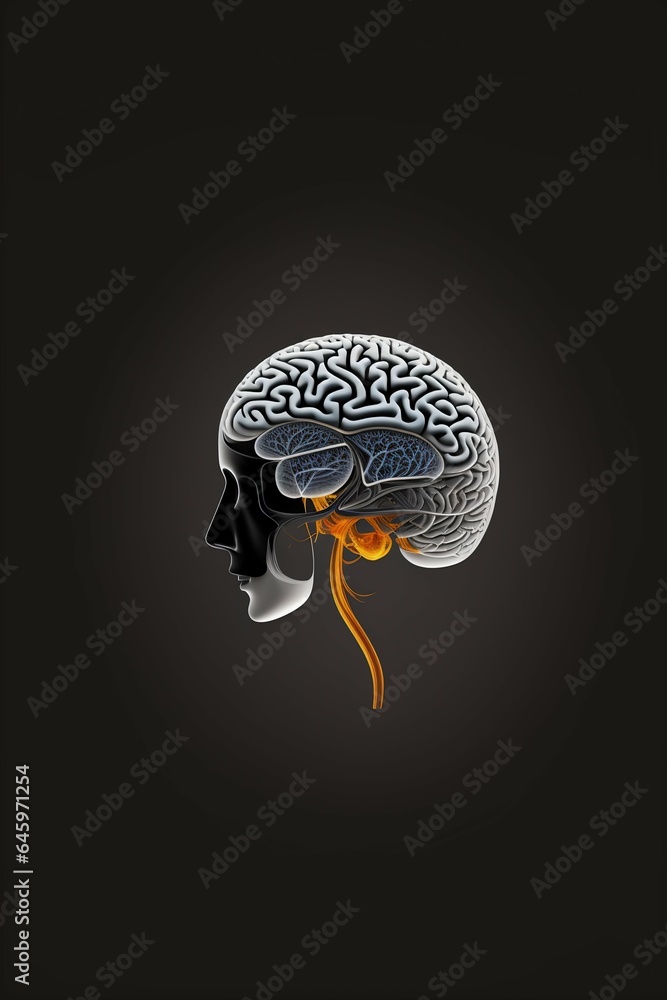 Black and white AI Brain Black and white AI Brain