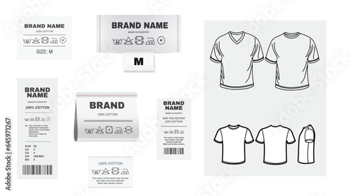 Vector clothing label tags and t shirt template for apparel products.100% vector.