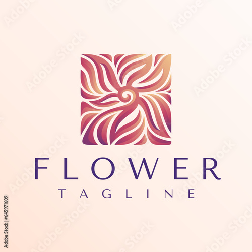 Stylish abstract nature flower square logo design branding