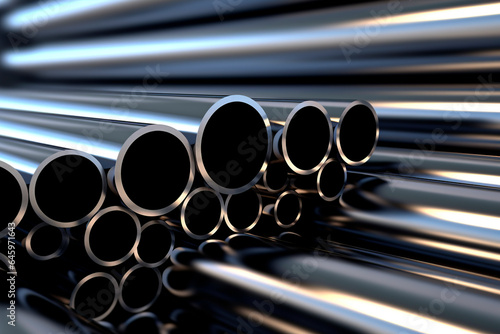 gray industrial steel pipes with blurred
