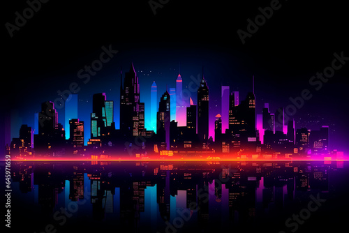 illuminated night city skyline