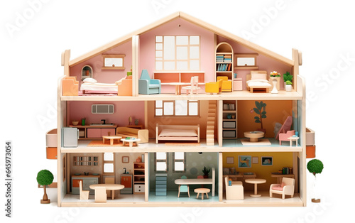 An In-Depth Portrait of Dollhouses and Their Captivating Charm. Isolated on a Transparent Background. Generative Ai © Haider