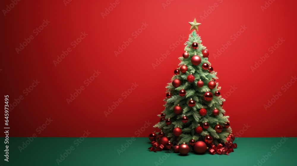 christmas tree on red background christmas tree on red background