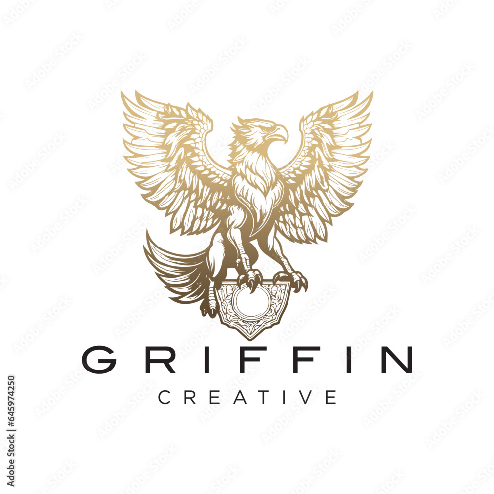 Obraz premium Griffin Mythical mascot Vector Design Logo