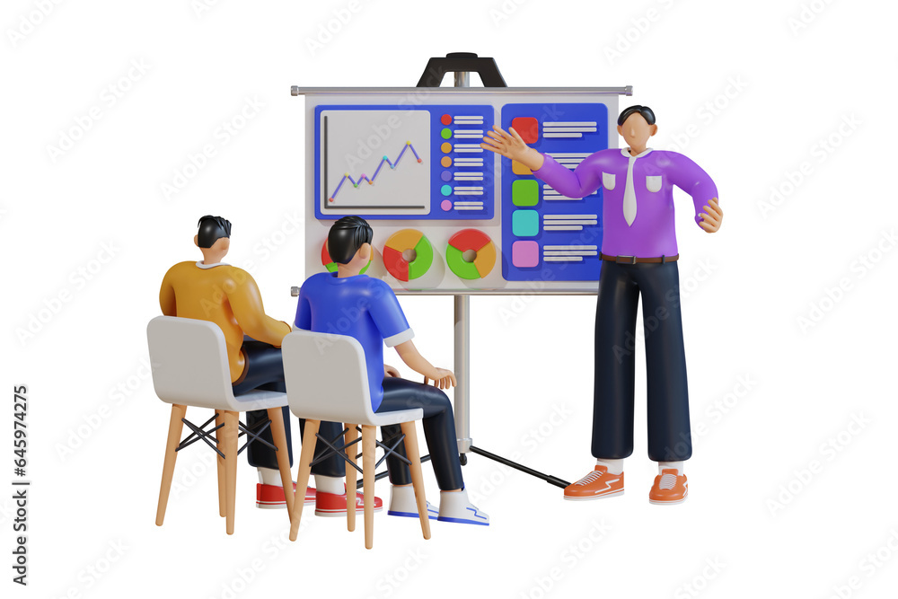 Obraz premium Manager giving presentation 3d Illustration