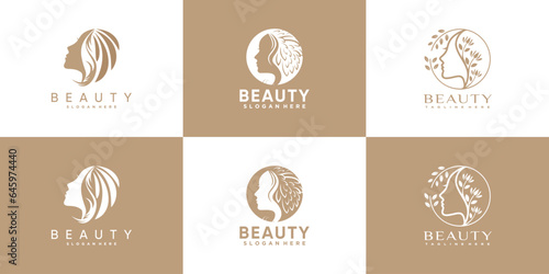 Nature beauty logo design collection with unique style Premium Vector