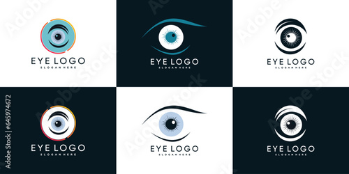eye care logo icon with creative and modern concept premium vector