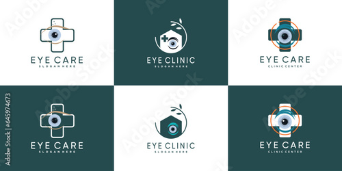 eye care logo icon with creative and modern concept premium vector