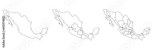 Map of Mexico set. Mexican map set.