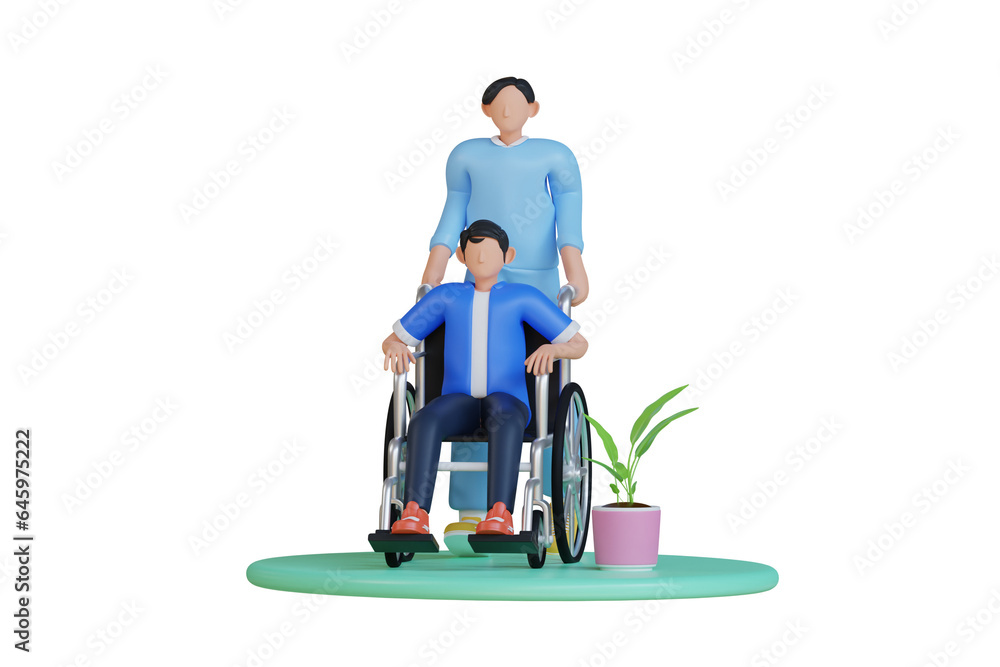Nurse Helping handicapped 3d Illustration Nurse Helping handicapped 3d Illustration
