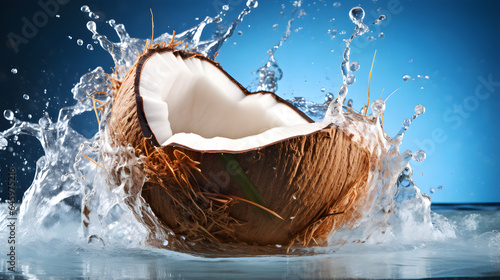 coconut water splash on white background