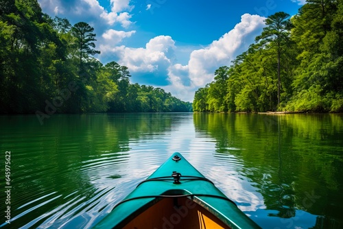 Kayaking on the Catawba River: Enjoying Nature's Beauty on the Blue Waters in the Summer photo