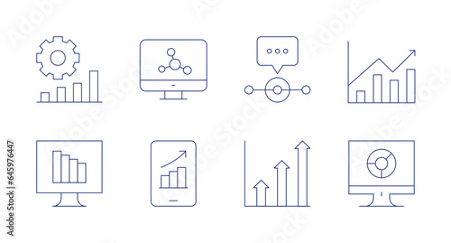 Analytics icons. editable stroke. Containing analytics, computer, mobile, profits, speech bubble. © Spaceicon