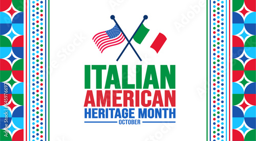 October is Italian American Heritage Month background template. Holiday concept. background, banner, placard, card, and poster design template with text inscription and standard color. vector