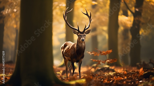 Autumn Encounter  Majestic Deer in the Woods