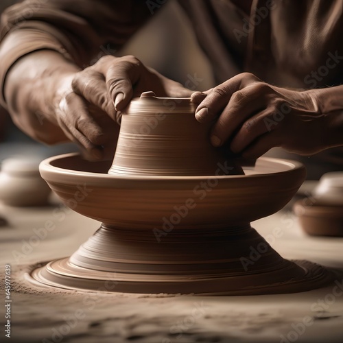 A close-up of a potters wheel in motion, shaping a clay vase2