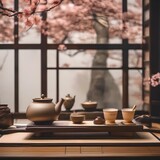 A traditional Japanese tea ceremony with a beautifully set tea table2