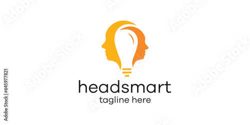 logo design element of a human head combined with a light bulb