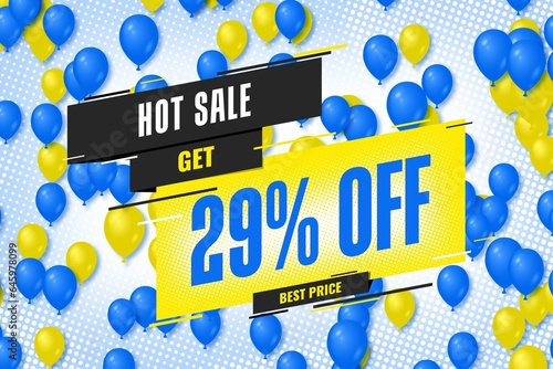 29 twenty-nine Percent off sale discount shopping banner. party design photo