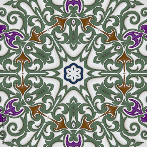 3D render, an abstract background of floral kaleidoscope, colorful paper flowers ornament. Modern wallpaper. 3d Illustration