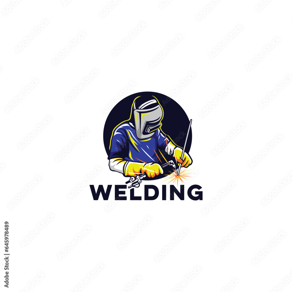 welding logo helmet illustration vector