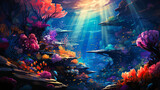 Underwater coral reef teeming with vibrant fish