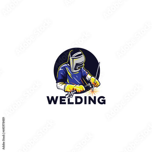 welding logo helmet illustration vector