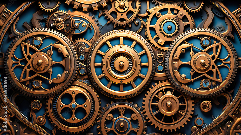Steampunk-inspired cogs and gears