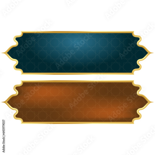 Set of decorative luxury golden arabic islamic banner title frame transparent background gold text box clipart