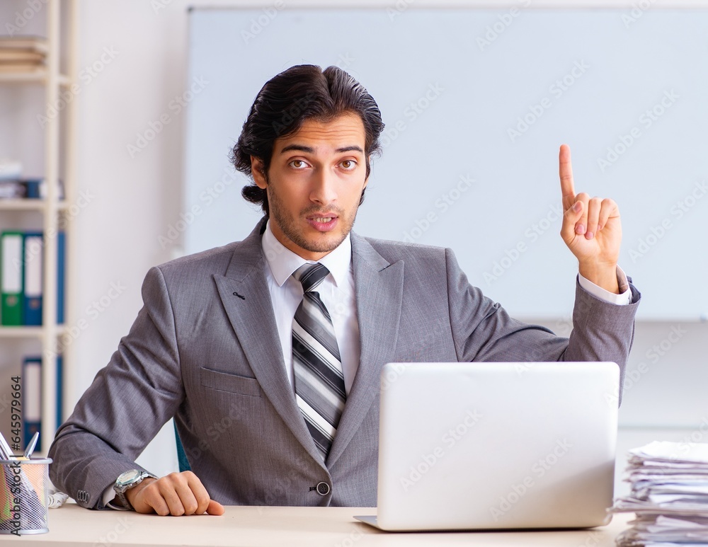 Young handsome businessman employee in the office Young handsome businessman employee in the office