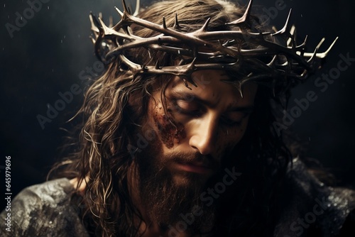 Fotobehang Jesus Christ with crown of thorns