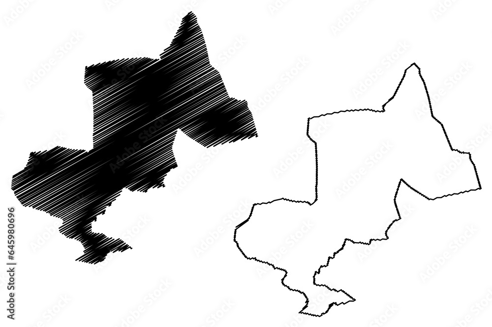 Dinkelland municipality (Kingdom of the Netherlands, Holland, Overijssel or Oaverysel province) map vector illustration, scribble sketch map