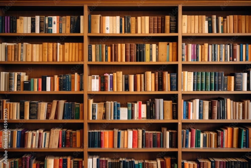 Closeup of books wellorganized on shelves in the bookstore. The concept of education Closeup of books wellorganized on shelves in the bookstore. The concept of education