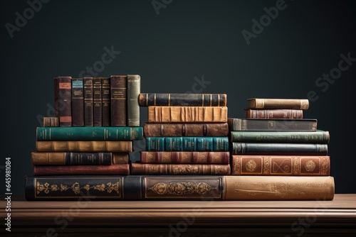 Old books on a wooden table. The concept of education
